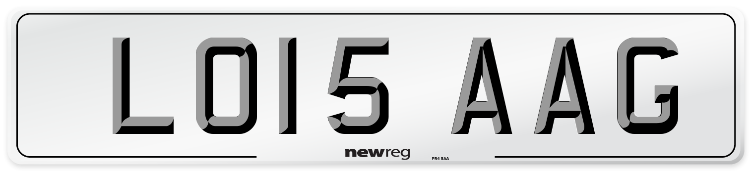 LO15 AAG Number Plate from New Reg